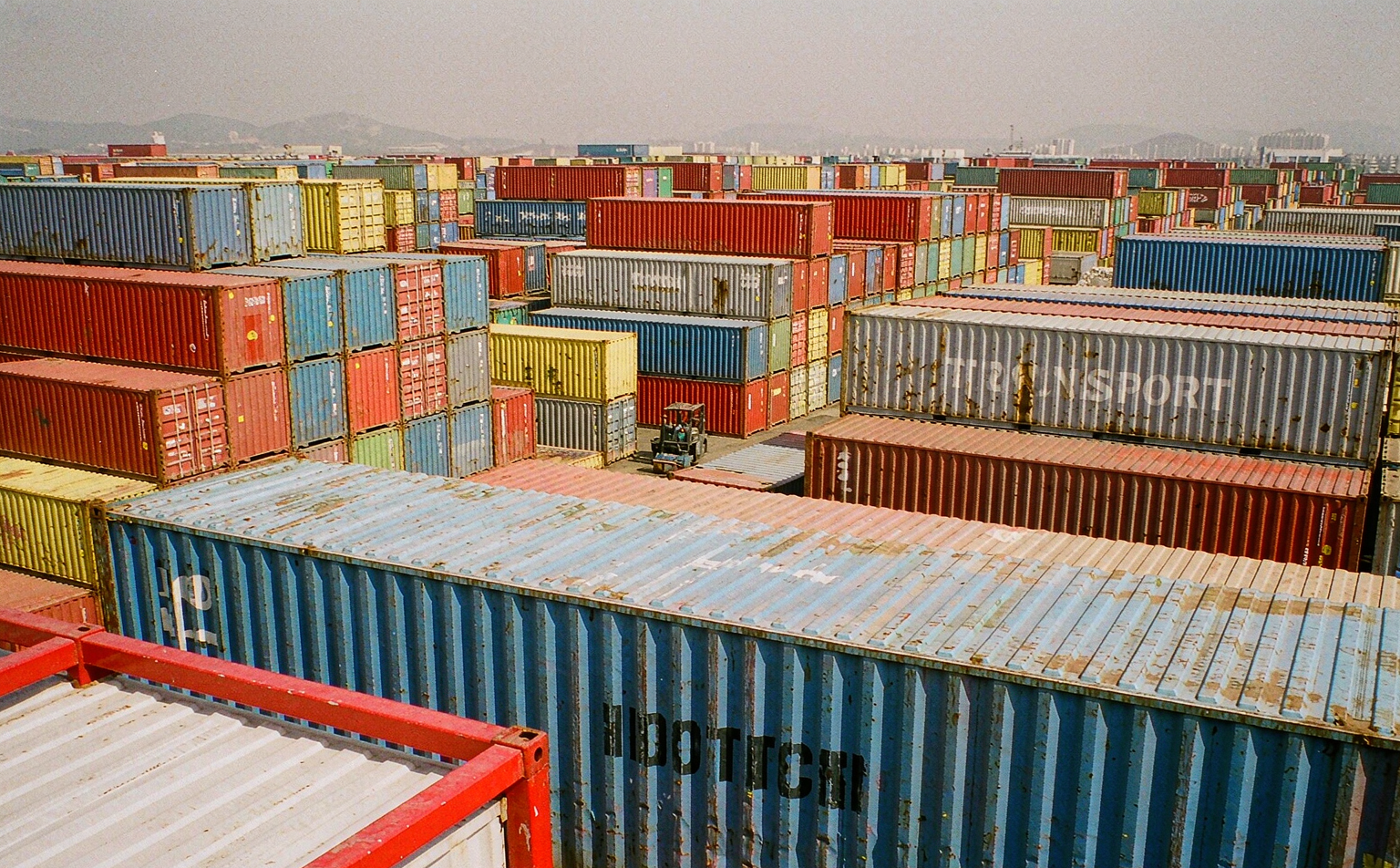 Shipping containers at a port